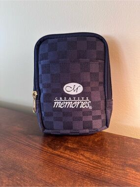 Creative Memories Navy Check Belt Travel Pouch